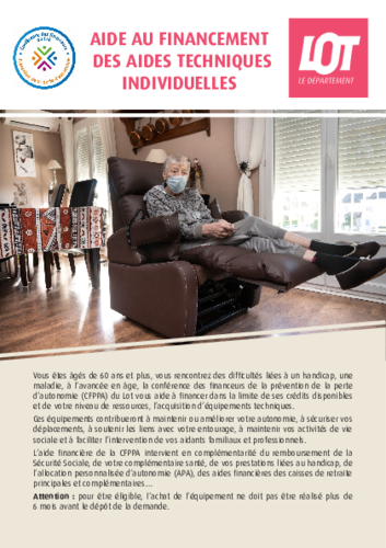 Flyer information du dispositif d'aide au financement des Aides Techniques Individuelles de la CFPPA lotoise. nt